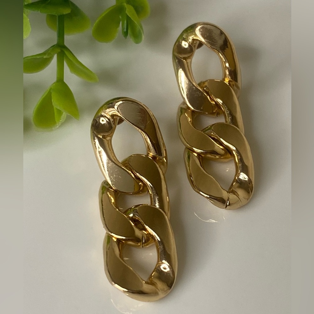Minimalist Chunky Drop Chain 18kt Gold Plated Earring